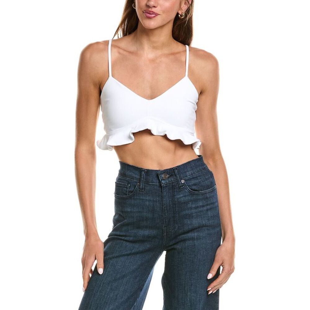 Susana Monaco Womens  Crop Ruffle String Top, White